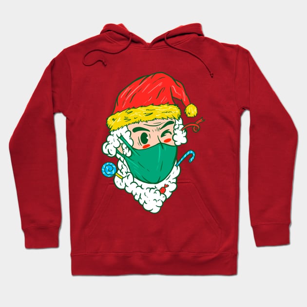 Funny Santa Wearing Mask Hoodie by yogisnanda